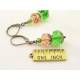 Sparkling Emerald Green and Peach Crystal Earrings