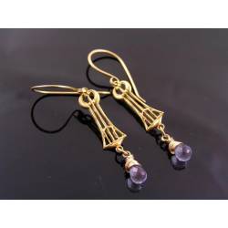 Architectural Earrings, Art Deco Style with Cubic Zirconia