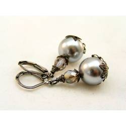Silver Sea Shell Pearl Earrings