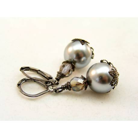 Silver Sea Shell Pearl Earrings