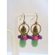 Colorful Wire Wrapped Jade Earrings