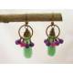 Colorful Wire Wrapped Jade Earrings