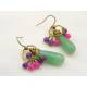 Colorful Wire Wrapped Jade Earrings