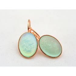 Green Cabochon Rose Gold Earrings