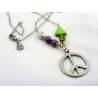 Peace Sign Necklace, Czech Glass Beads