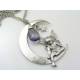 Large Crescent Moon and Angel Necklace, Iolite