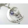 Large Crescent Moon and Angel Necklace, Iolite