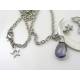 Large Crescent Moon and Angel Necklace, Iolite