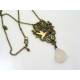 Rose Quartz Necklace, Bronze Filigree