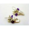 Pearl and Amethyst Earrings, Sterling Silver