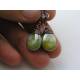 Silver Green Wire Wrapped Czech Glass Drop Earrings