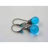 Caribbean Blue Czech Glass Teardrop Earrings