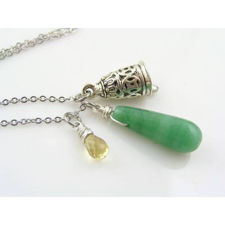 Motorcycle Guardian Bell Necklace with Aventurine