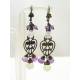 Moonstone and Amethyst Heart Chandelier Earrings