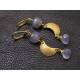 Iolite and Ice Quartz Crescent Moon Earrings