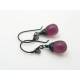 Matte Purple Czech Glass Teardrop Earrings