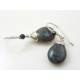 Mottled Amber Czech Glass Drops and Crystal Earrings