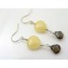 Aragonite Heart and Smokey Quartz Earrings