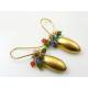 Matte Golden Drop Earrings with Swarovski Crystals