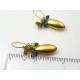 Matte Golden Drop Earrings with Swarovski Crystals