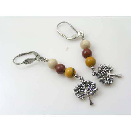 Tree of Life Earrings, Mookaite