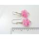 Pink Flower Earrings, Czech Glass