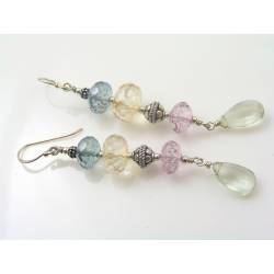 Prasiolite and Rainbow Quartz Sterling Silver Earrings