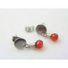 Red Cubic Zirconia Stud Earrings, Stainless Steel