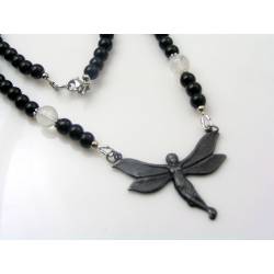 Black Onyx Necklace with Fairy Pendant