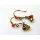 Olivine and Red Wire Wrapped Earrings