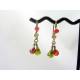 Olivine and Red Wire Wrapped Earrings