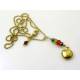 Apple Charm and Gemstone Necklace