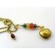 Apple Charm and Gemstone Necklace