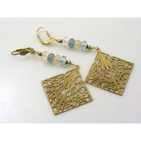 Filigree Earrings with Czech Glass Beads