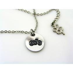 Hand Stamped Motorcycle Necklace