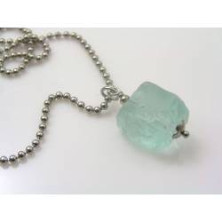 Blue Quartz Nugget Necklace, Rock Jewelry