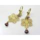 Golden Filigree Earrings with Rhodolite Garnet and Peridot
