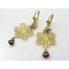 Golden Filigree Earrings with Rhodolite Garnet and Peridot