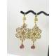Golden Filigree Earrings with Rhodolite Garnet and Peridot