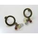 Circle Stud Earrings with Aquamarine, Garnet and Lemon Quartz