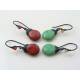 Large Mottled Green Czech Glass Drop Earrings