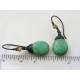 Large Mottled Green Czech Glass Drop Earrings