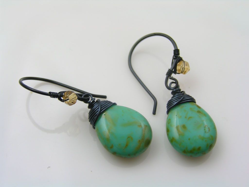 Green sales turquoise earrings