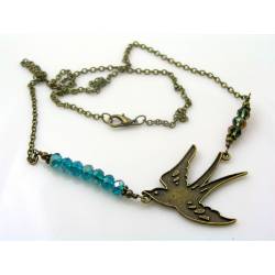 Bird Necklace, Crystals