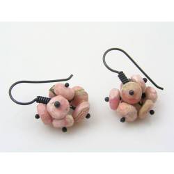 Rhodochrosite Pom Pom Earrings 