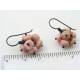 Rhodochrosite Earrings, Solid Copper, Pom Pom 