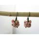 Rhodochrosite Earrings, Solid Copper, Pom Pom 