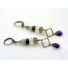 Long Gemstone Earrings, Amethyst, Prehnite, Garnet and Rose Quartz