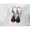 Smooth Siam Red Czech Glass Teardrop Earrings