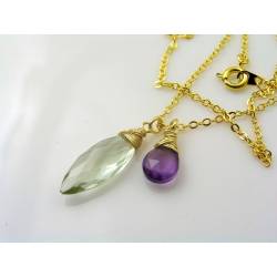 Prasiolite and Amethyst Necklace